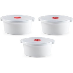 Set van 3x stuks magnetron voedsel opwarm container/schaal van 3 liter 25 x 23 x 10 cm - Magnetronbakken