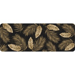 Antislip foam badmat Palm Leaves – Goud – Zwart – 45 x 120 CM