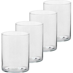 4x Glazen kaarsenhouders voor theelichtjes/waxinelichtjes 5,5 x 6,5 cm - Waxinelichtjeshouders