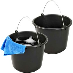 2x Zwarte emmers12 liter - Emmers