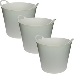 3x stuks witte flexibele opbergmand/emmer 20 liter - Wasmanden