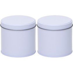 Wit rond opbergblik/bewaarblik - 2x - 10 cm - voorraadblikken - Voorraadblikken