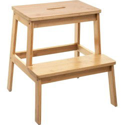 5Five - Bamboe keukentrapje/opstapje met 2 treden - 43 x 43 x 47 cm - Huishoudtrapjes