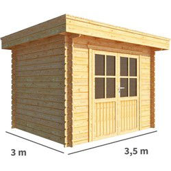 Tuinhuisje Blokhut Lisa 350 cm bij 300 cm diep Plat dak