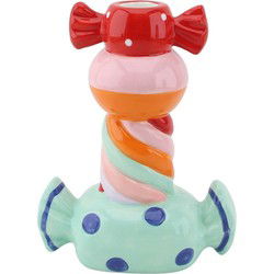 Candle holder - Stapled Toffee Candy - Dolomite - Mint Multi Colour - 13x7x20cm