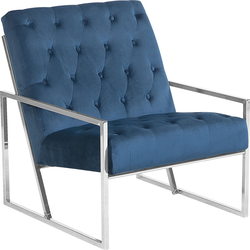 Beliani HARSTAD - Fauteuil-Blauw-Fluweel