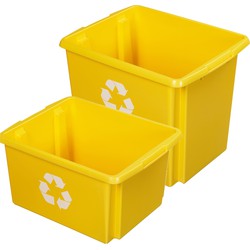 Sunware opslagboxen kunststof geel set van 5x in formaten 32 en 45 liter - Opbergbox