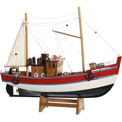 Vissersboot schaalmodel - Hout - 40 x 13 x 35 cm - Beeldjes
