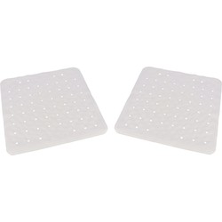 2x Badkuip/douchecabine ruwe anti-slip matten wit 45 x 45 cm - Badmatjes