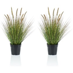 Set van 2x stuks kunstplanten groen gras sprieten 58 cm. - Kunstplanten