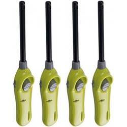 Pakket van 4x stuks BBQ aanstekers navulbaar lime groen 26 cm - Aansteker bbq