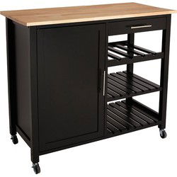 5Five® Luxe grote houten keukentrolley - Zwart
