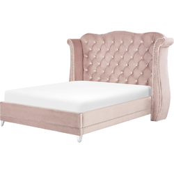 AYETTE  - Tweepersoonsbed - Pastelroze - 180 x 200 cm - Fluweel