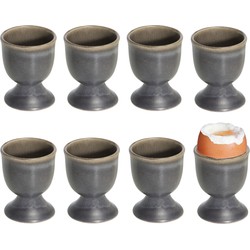 8x stuks eierdopjes van aardewerk grijs bruin 5 cm - Eierdopjes