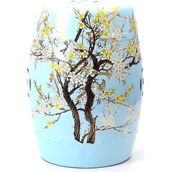 Fine Asianliving Keramische Kruk Blauw Bloesems Handgemaakt - Akira