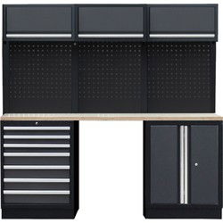Feistos Gereedschapskast Apollo 8 Met geperforeerde wand - 46x204x200cm | Grijs/zwart