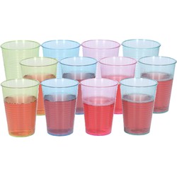 12x Kunststof drinkglazen gekleurd 200 ml - Drinkglazen