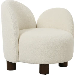 QUVIO Fauteuil - Wit - Rond - Bouclé