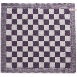 Knit Factory Gebreide Keukendoek - Keukenhanddoek Block - Ecru/Paars - 50x50 cm