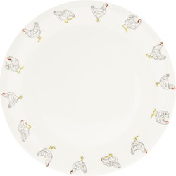 Clayre & Eef Dinerbord  Ø 28 cm Beige Keramiek Rond Kippen Eetbord