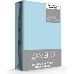 Zavelo® Jersey Hoeslaken Ice-Blue-Lits-jumeaux (160x200 cm)