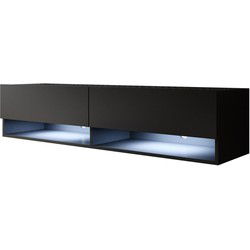 Meubella - TV-Meubel Asino LED - Mat Zwart - 140 cm