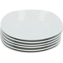 6 stuks Diepe Borden Porseleinen Plaza 22 cm - Wit