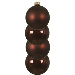 4x stuks glazen kerstballen mahonie bruin 10 cm mat/glans - Kerstbal