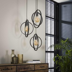 Hanglamp 3 Lichts Zwart - Turn Around Getrapt - Metaal - Giga Meubel