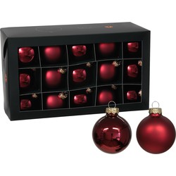 Othmar Decorations kerstballen - 36x - donkerrood - glas - 6 cm - Kerstbal