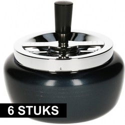 Draaiasbak - 6x - zwart - D13 cm - metaal - terrasasbak - Asbakken