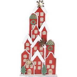 Clayre & Eef Kerstdecoratie Beeld Huis Rood Metaal