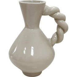 Vase - Twisted Handle - Dolomite - Sand - 17.5x13.5x22cm
