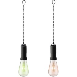 Set van 2x stuks groene en oranje solar tuinverlichting hanglampen kunststof 20 cm - Buitenverlichting