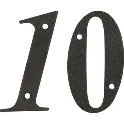 AMIG Huisnummer 10 - massief gesmeed staal - 10cm - incl. bijpassende schroeven - zwart - Huisnummers