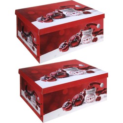 Pakket van 3x stuks rode kerstballen opbergdoos 51 cm - Kerstballen opbergboxen