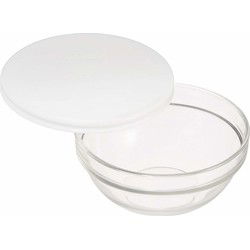 Luminarc glazen schaal/kom met deksel - 3x - D20 cm - salade serveren - Serveerschalen