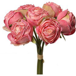 Clayre & Eef Kunstbloem 34 cm Roze Kunststof Rozen
