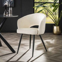 Set van 2 Eetkamerstoelen Bouclé Ole - Met Armleuningen