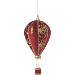 J-line - Heteluchtballon Hangend Polyfoam/textiel Rood/goud Small - 28x28x58cm