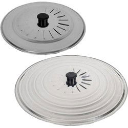 Set van 2x stuks universele RVS spatdeksels/pannendeksels met stoomuitlaat 28 cm/36 cm - Pannendeksels