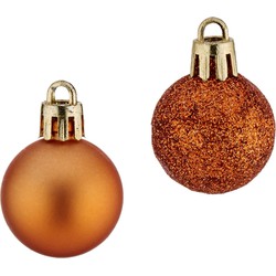 Krist+ Kerstballen - 12x ST - oranje - kunststof - 3 cm - glitter - mat - Kerstbal