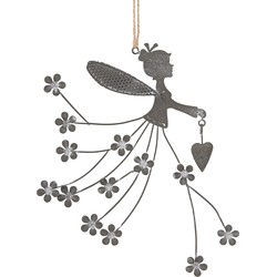 Clayre & Eef Decoratie Hanger Fee 20 cm Grijs IJzer