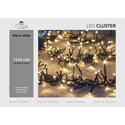 Anna's Collection Kerstverlichting - 1536 leds - warm wit - 9 meter - clusterverlichting - Kerstverlichting kerstboom