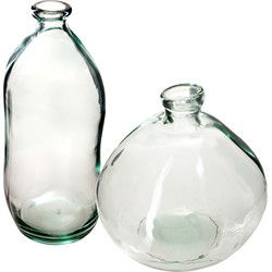 Atmosphera bloemenvazen set - 2x - transparant - organische vorm - glas - Vazen