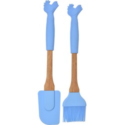 Clayre & Eef Keukengerei set van 2 Kip 28x5 / 27x5 cm Blauw Siliconen