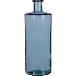 Mica Decorations Guan Fles Vaas - H40 x Ø15 cm - Gerecycled Glas - Blauw