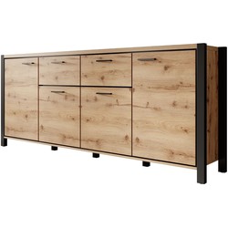 Meubella Dressoir Acapulco - Eiken - Zwart - 213 cm