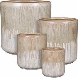 Mica Decorations Bloempot Lars - 29x29x29 cm - Keramiek - Creme- Set van 4