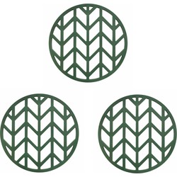 Krumble Siliconen pannenonderzetter rond met pijlen patroon - Groen - Set van 3